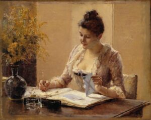 Lady writing a letter (1887) / Albert Edelfelt